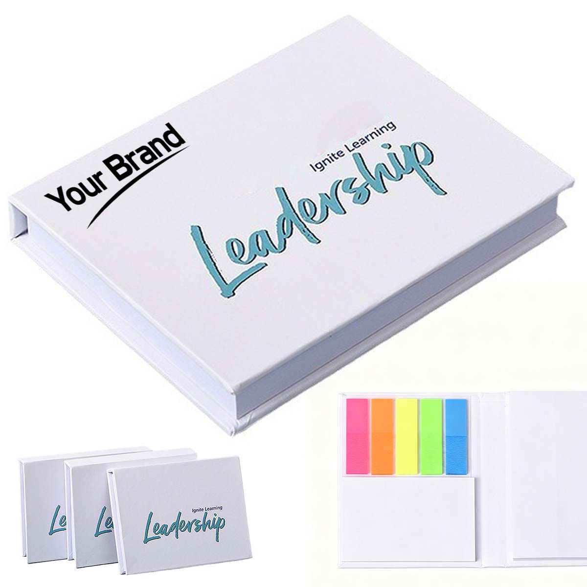 Hardcover Sticky Note Memo Pad With Color Flags