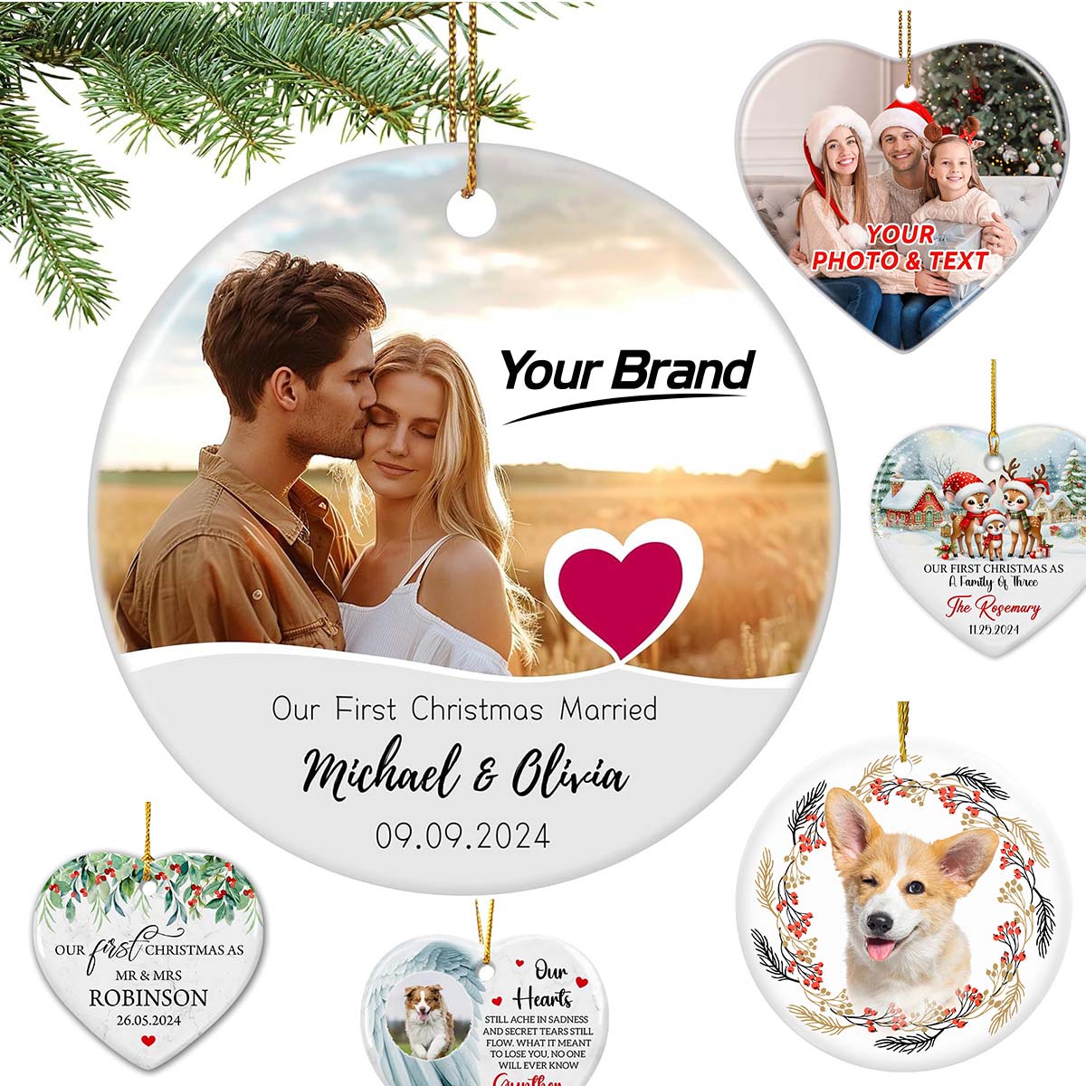 Custom Photo Ceramic Christmas Ornament Keepsake Decor