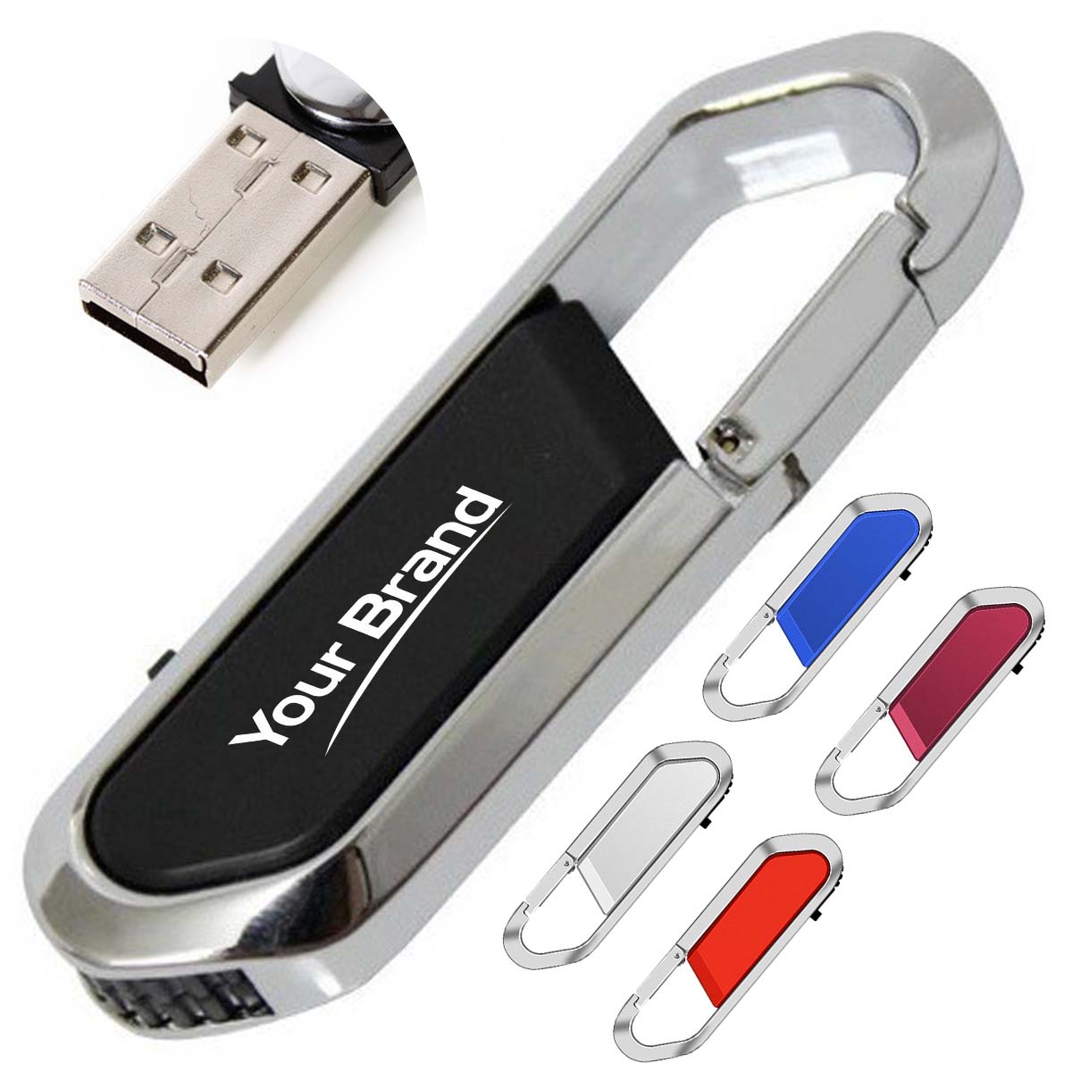 16GB Metal Carabiner USB Flash Drive Portable Memory Stick
