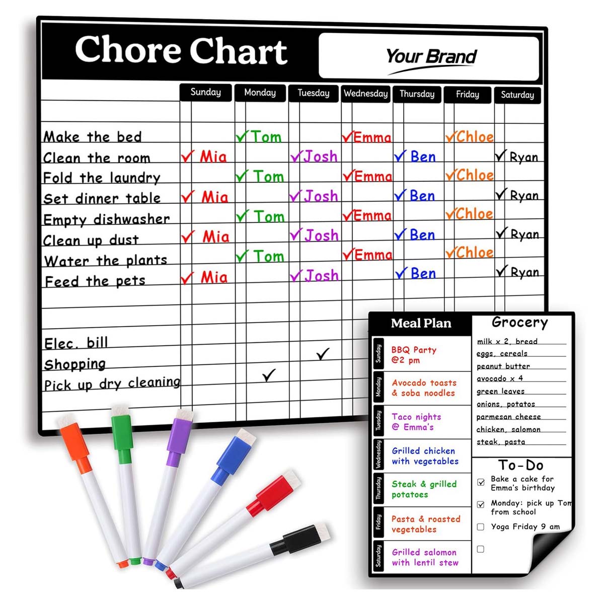 Magnetic Dry Erase Chore Chart Weekly Planner