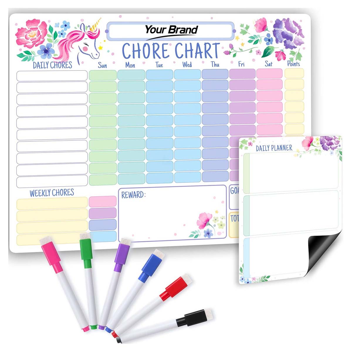 Magnetic Unicorn Chore Chart Weekly Planner