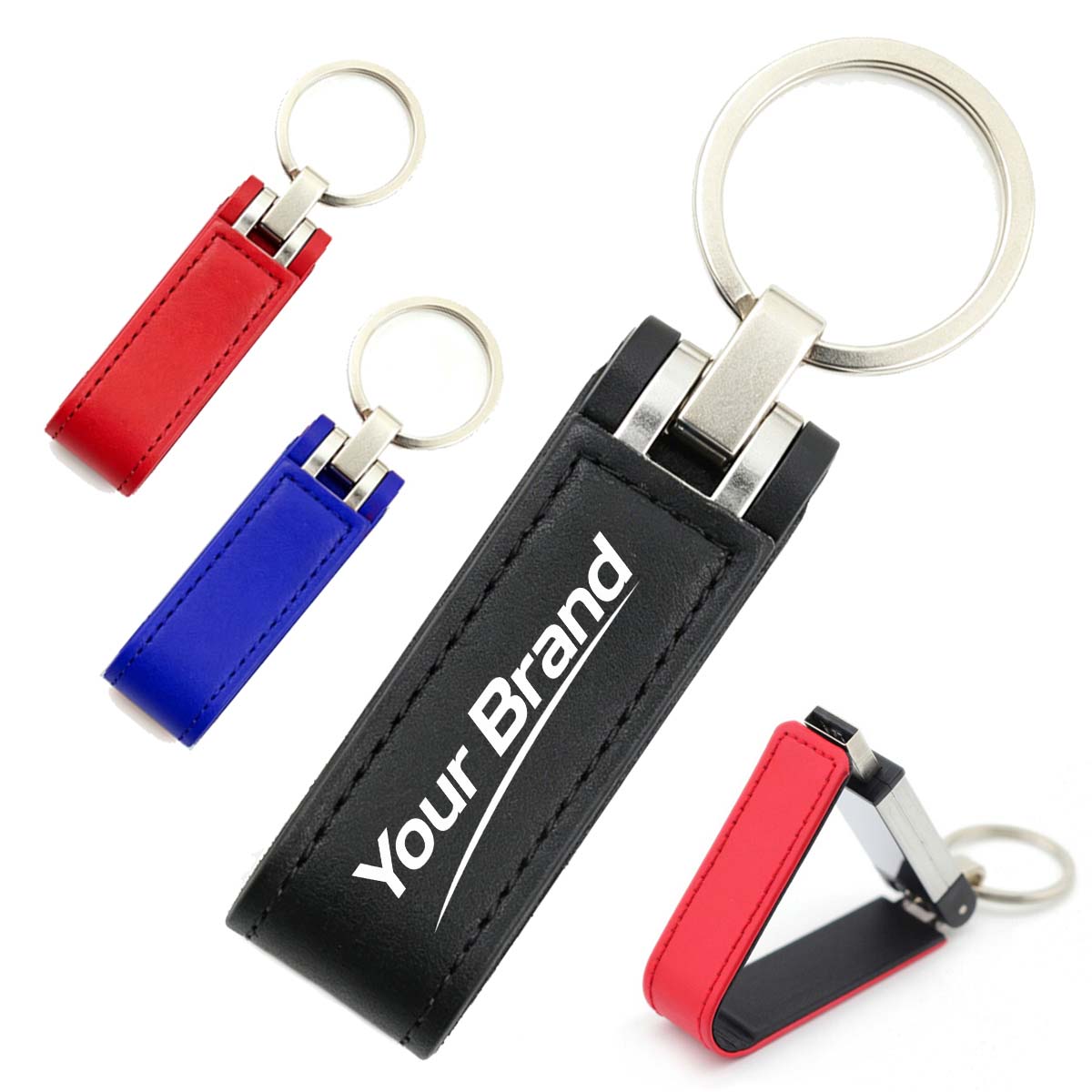 8GB Leather USB Flash Drive Keychain
