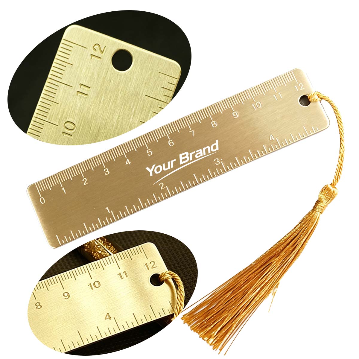 Portable Brass Bookmark Ruler Measuring Tool