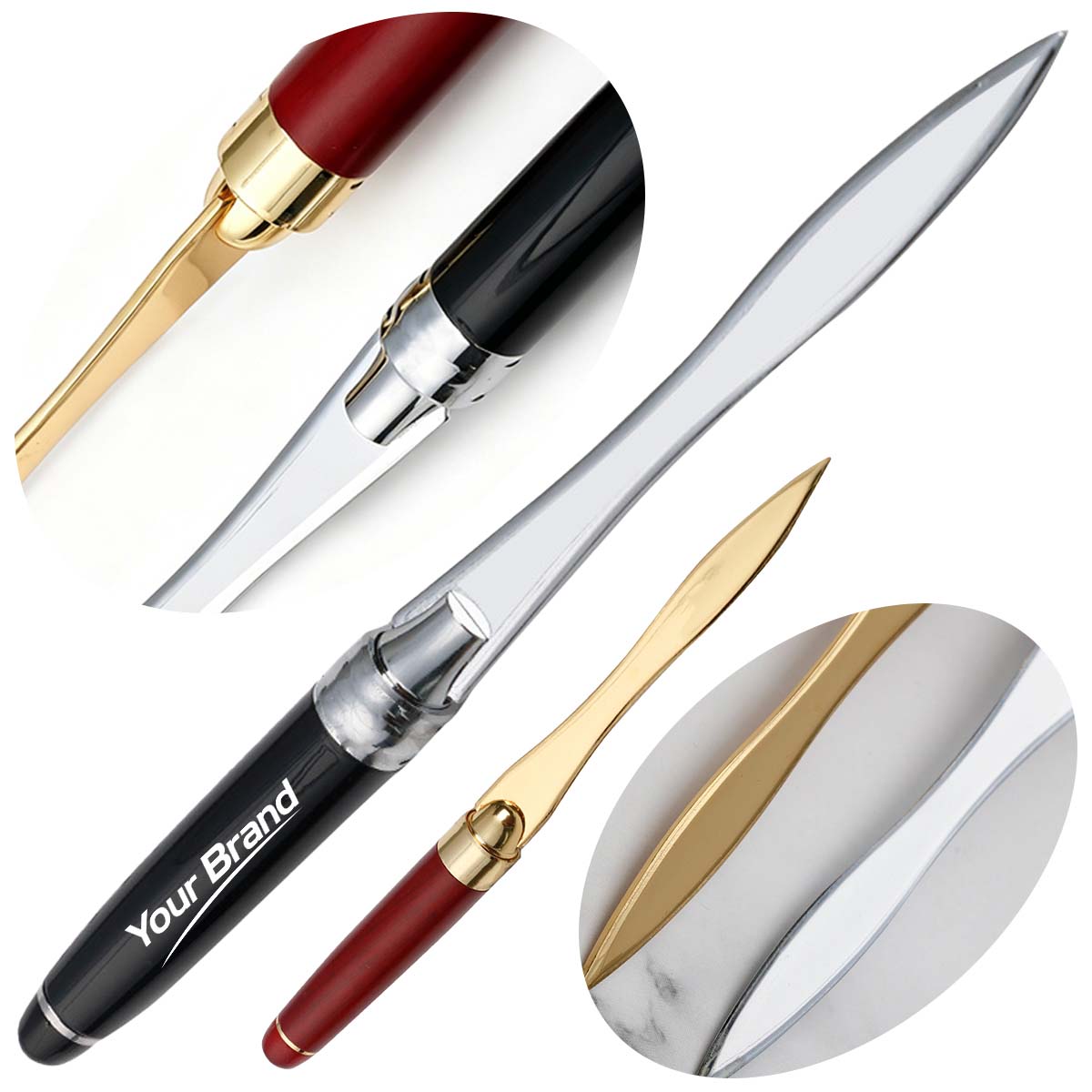Wood Handle Brass Letter Opener Knife