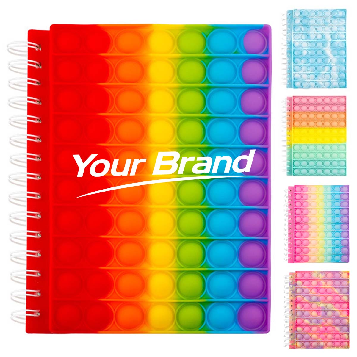 Rainbow Pop Bubble Fidget Spiral Notebook
