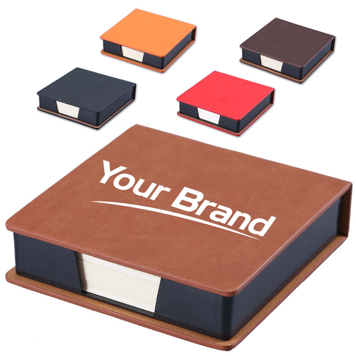 PU Leather Sticky Note Holder Desk Organizer