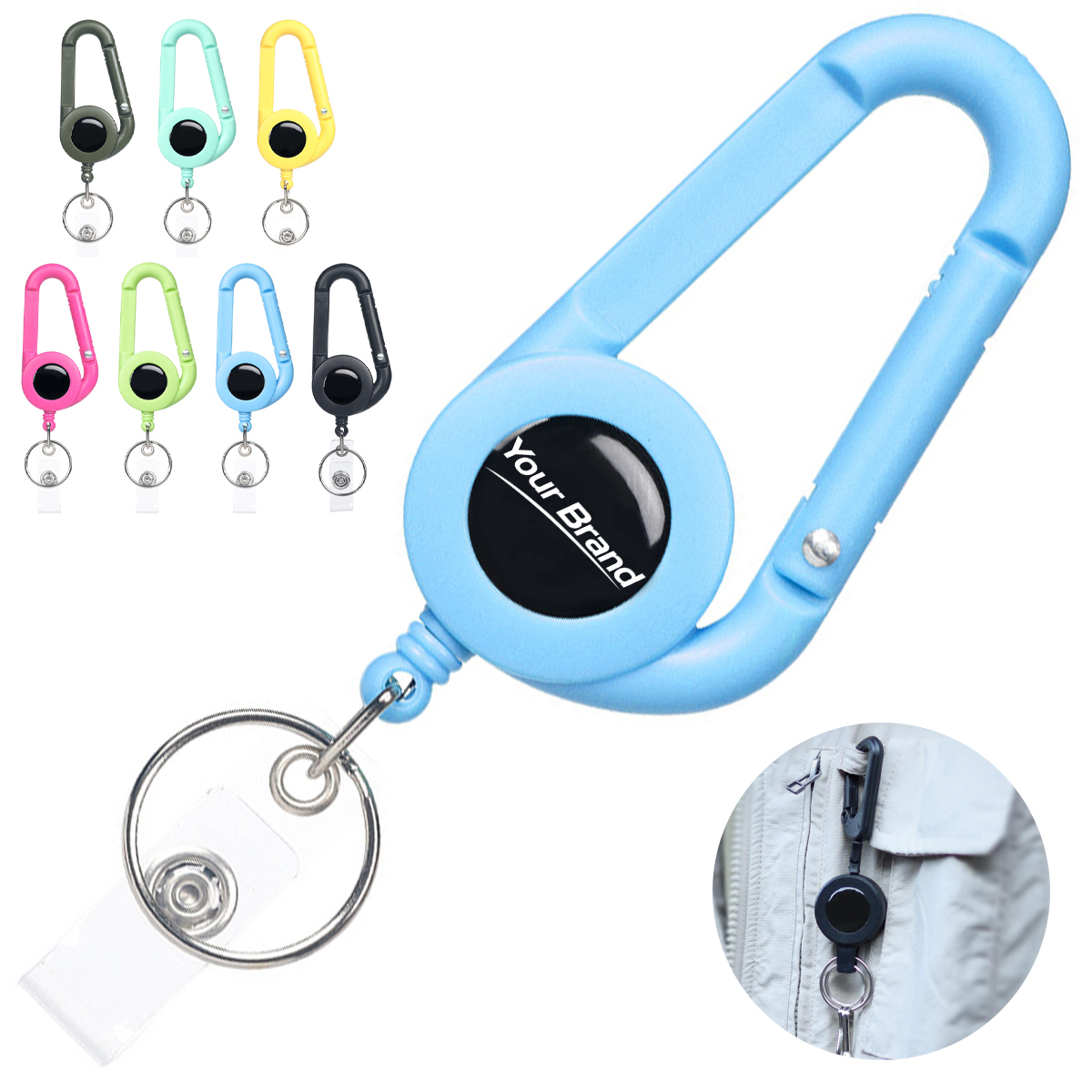 Outdoor Retractable Carabiner Keychain With Steel Wire Cord