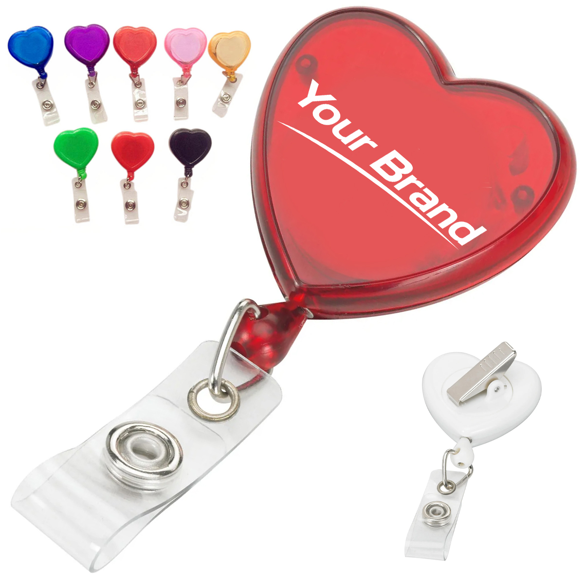 Heart Shaped Retractable Badge Reel With Swivel Clip