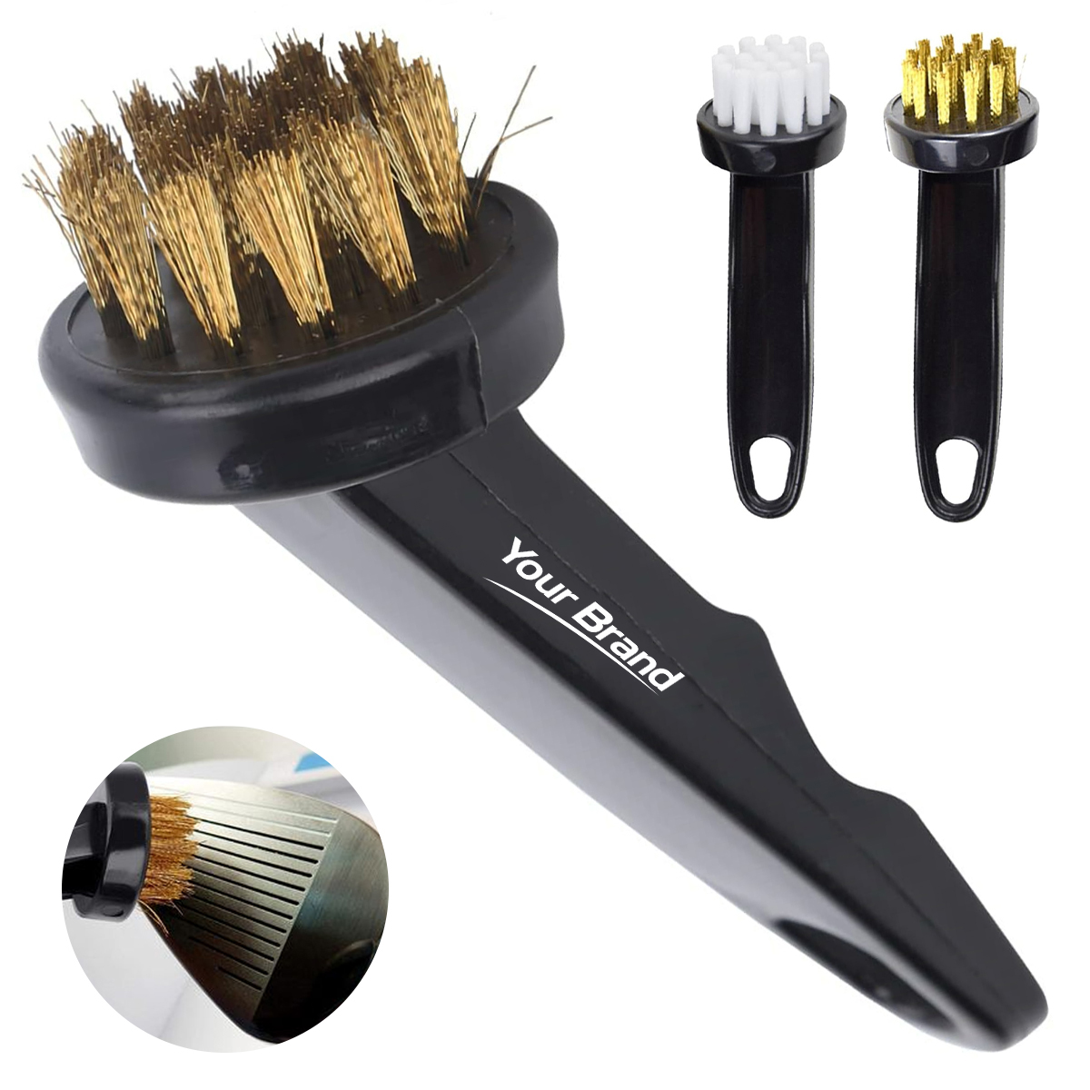 Compact Copper Wire Bristle Golf Club Groove Brush