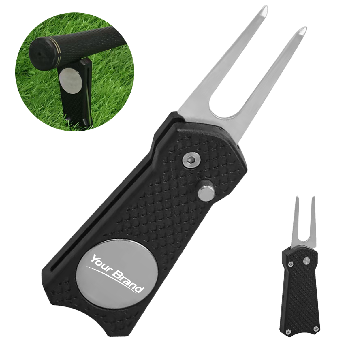 Retractable Spring-Action Golf Divot Repair Tool