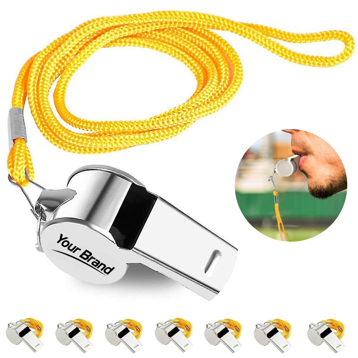 Metal Referee Coach Whistle With Lanyard