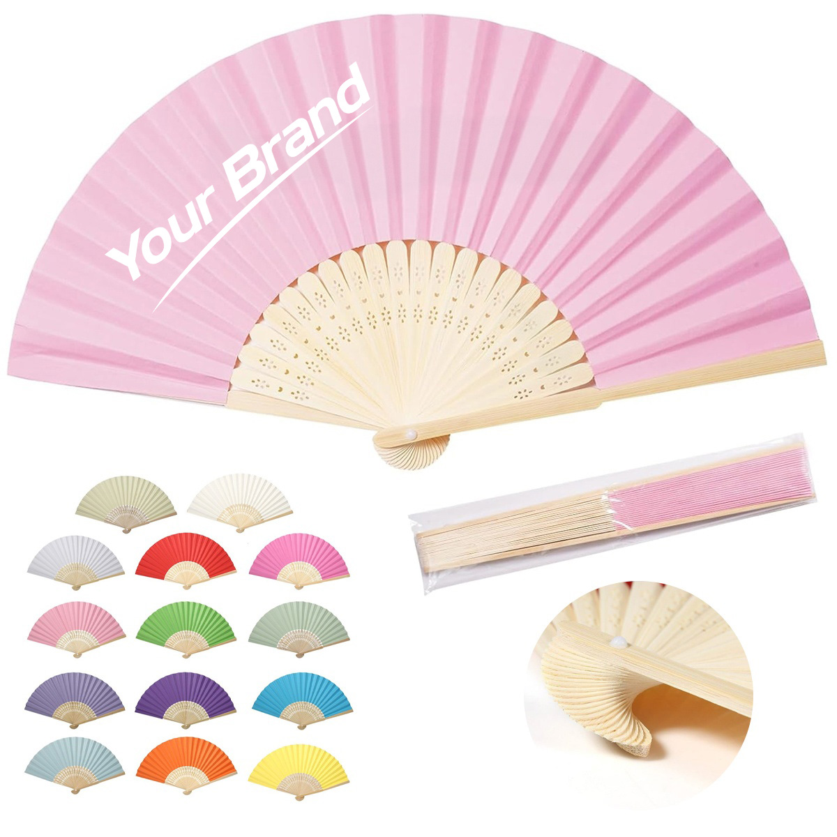 Rainbow Pride Bamboo Folding Hand Fan
