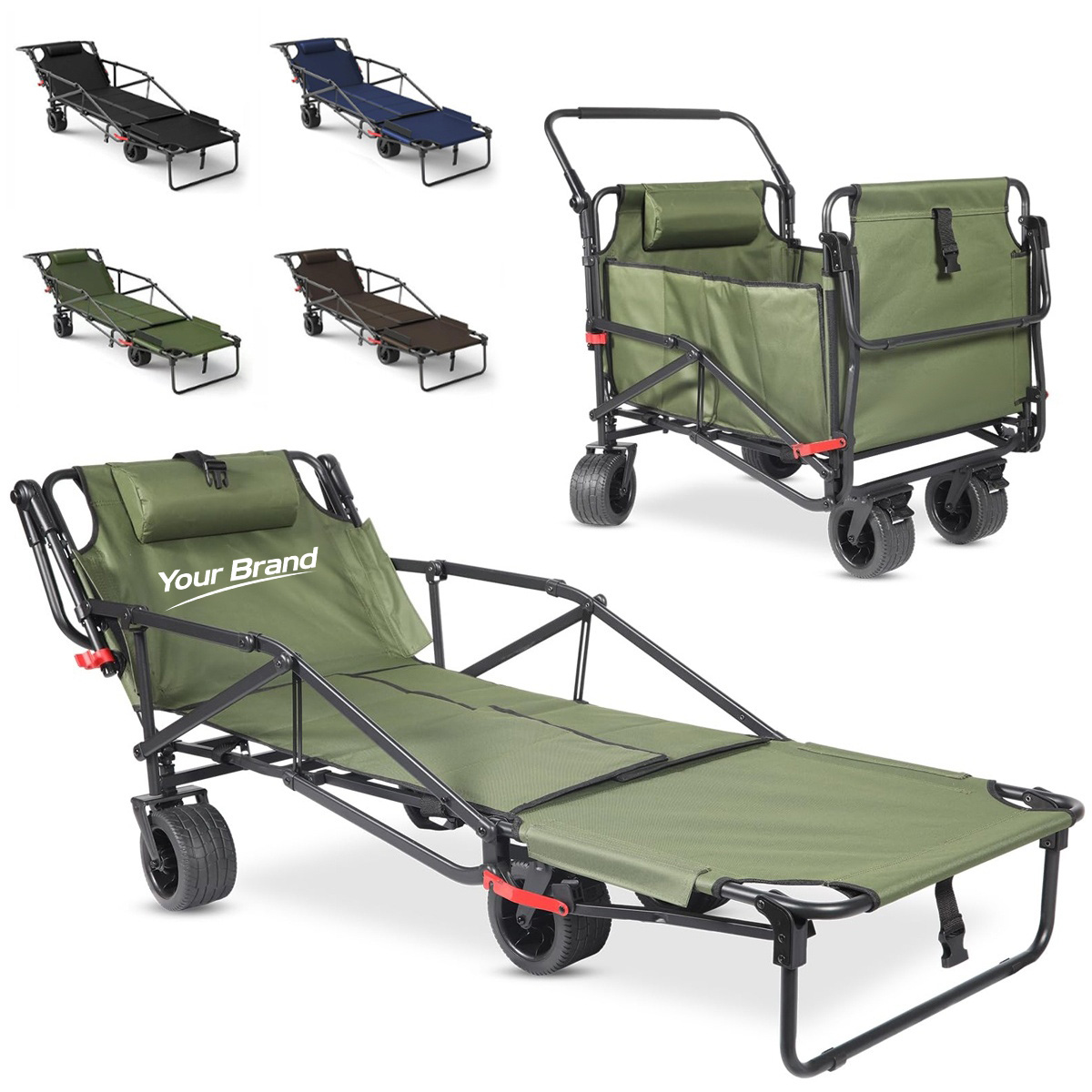 Convertible Folding Camping Wagon And Lounge Chair Cot