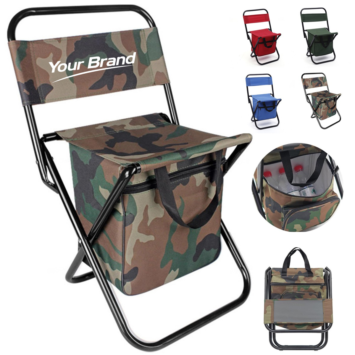 Folding Camping Chair With Insulated Cooler Bag