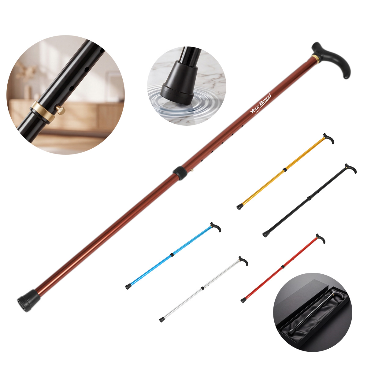 Adjustable Aluminum Telescopic Walking Cane Hiking Stick