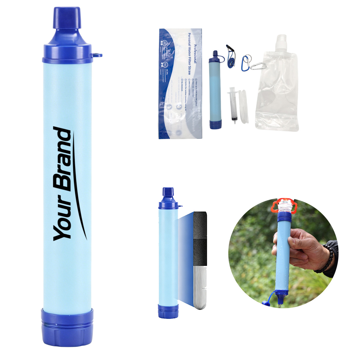 Portable Survival Personal Water Filter Straw With Pouch