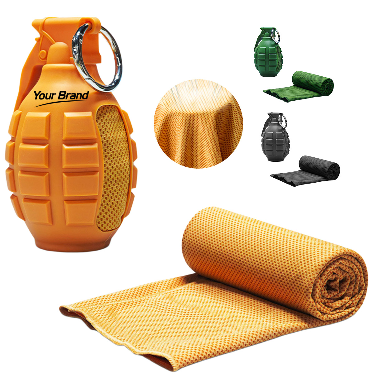 Portable Grenade Shaped Instant Cooling Towel With Case