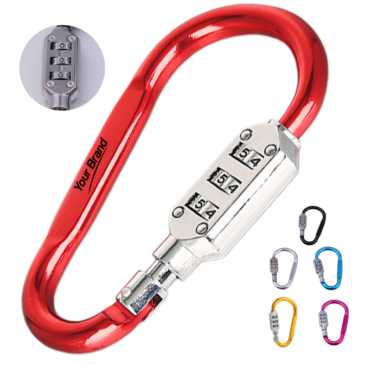 Zinc Alloy Resettable Combination Carabiner Lock