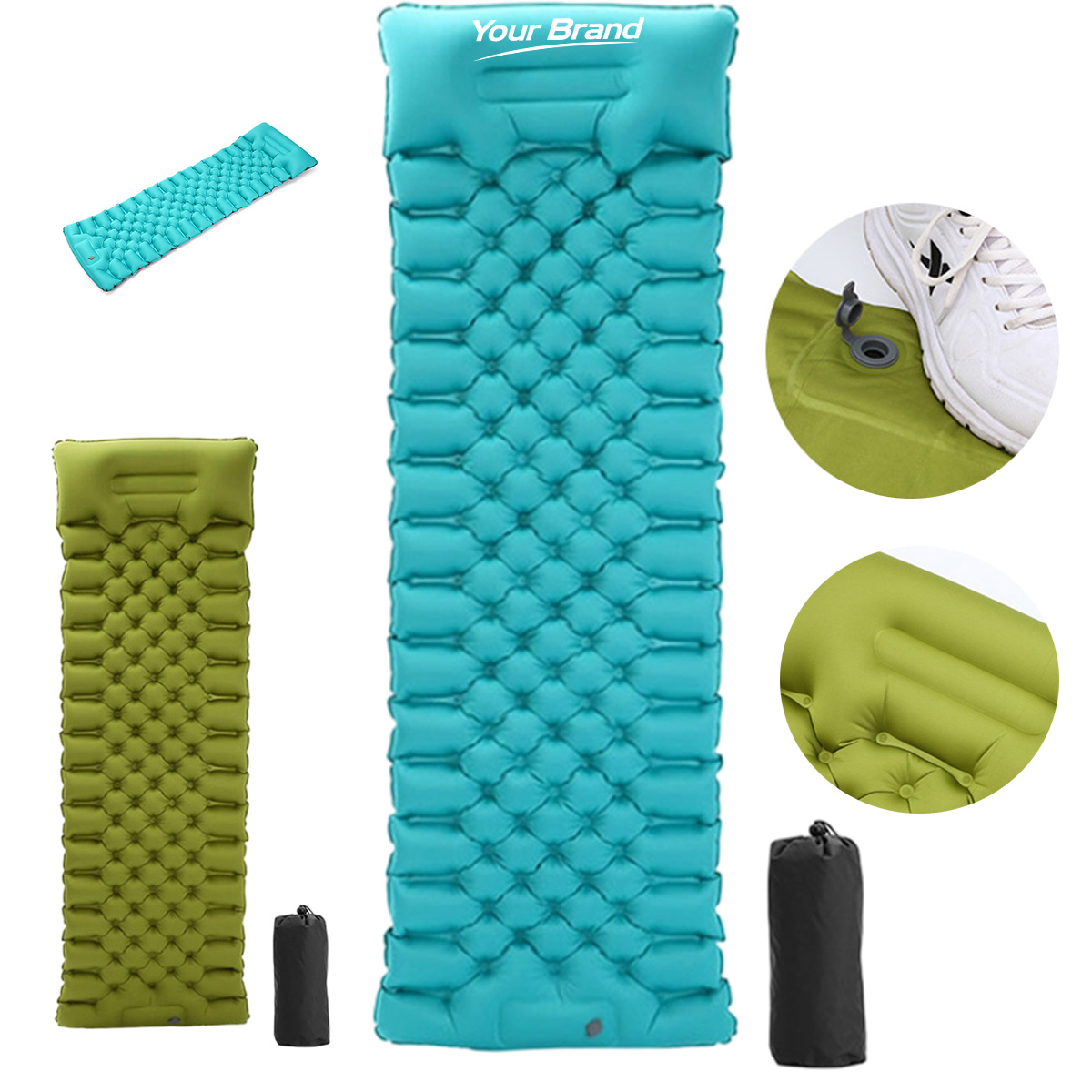 Portable Foot Press Inflatable Camping Sleeping Pad
