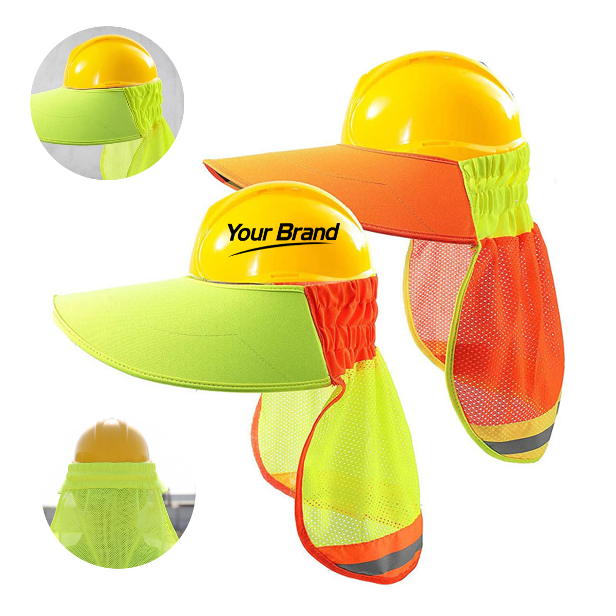Reflective Hard Hat Mesh Sun Shade Neck Shield