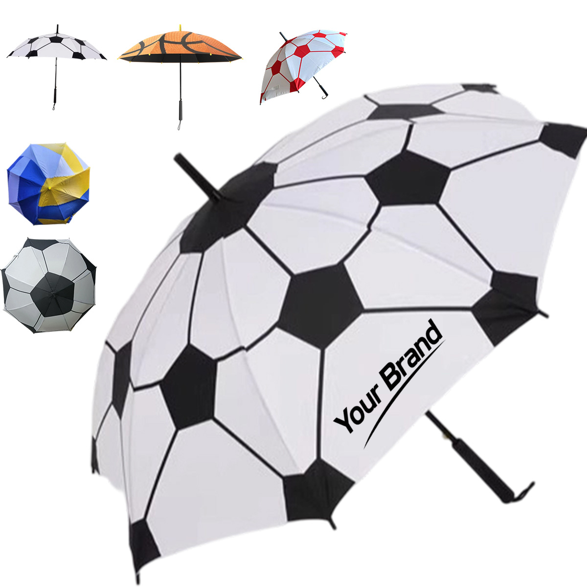 42 Inch Sports Pattern Waterproof Stick Umbrella