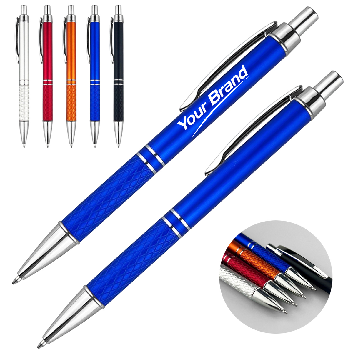 Plastic Retractable Ballpoint Pen With Textured Grip