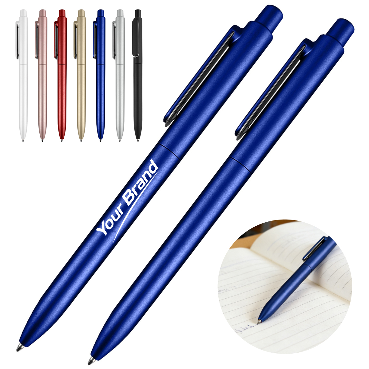 Metallic Finish Plastic Retractable Ballpoint Pen