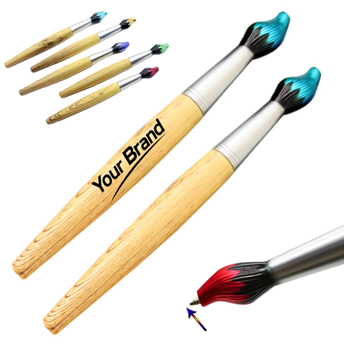 Wood Paintbrush Shaped Ballpoint Pen