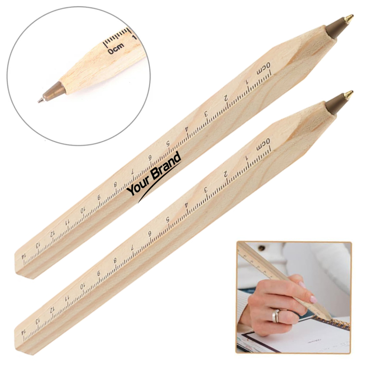 Wooden Ruler Square Carpenter Ballpoint Pen