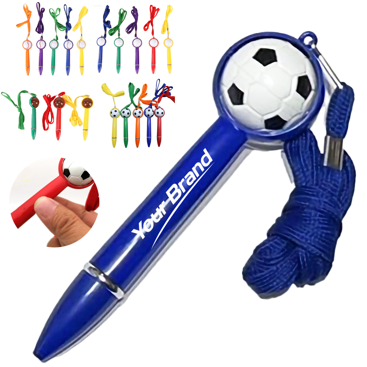 Sports Theme Twist Action Ballpoint Pen With Lanyard