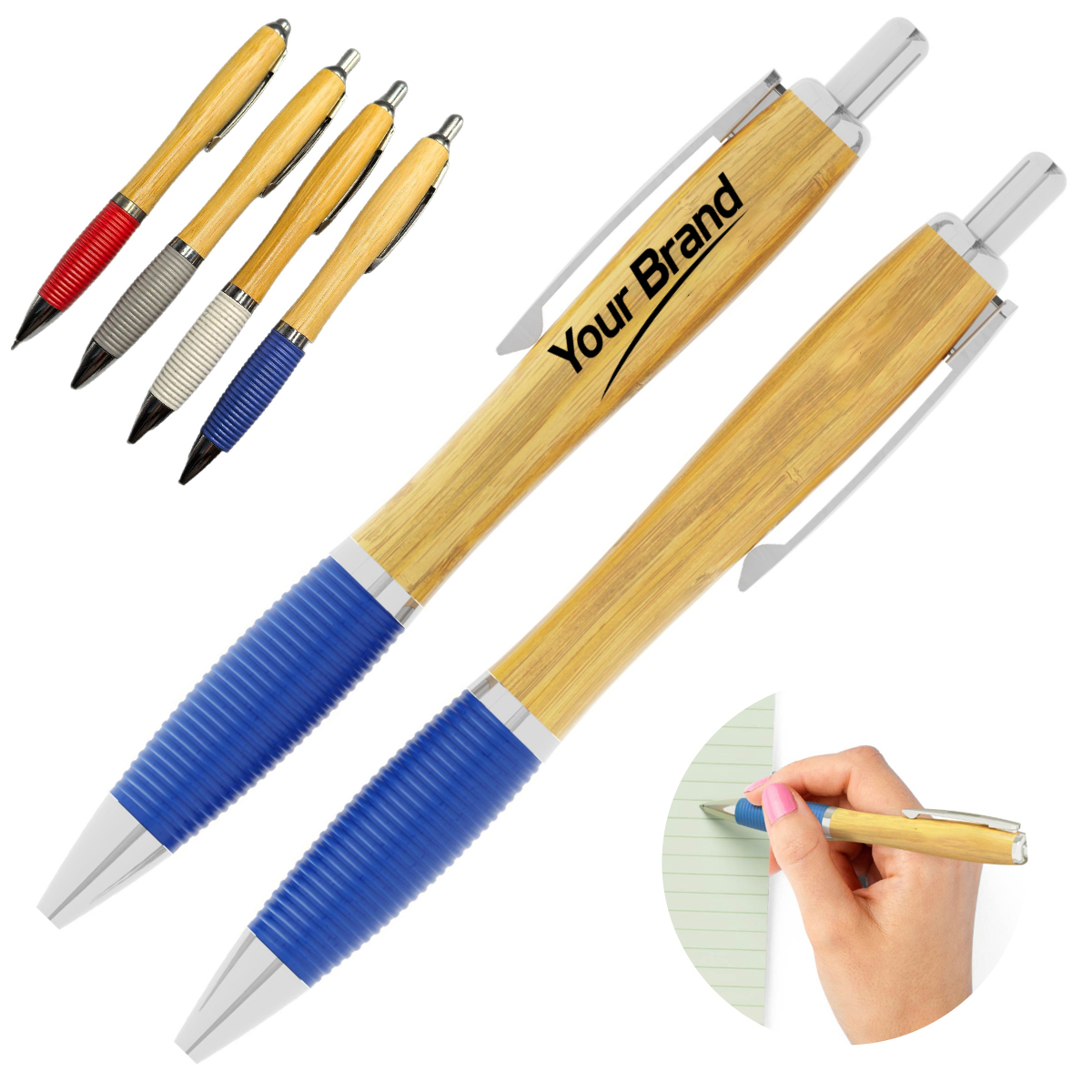 Bamboo Retractable Pen With Textured Wheat Straw Grip