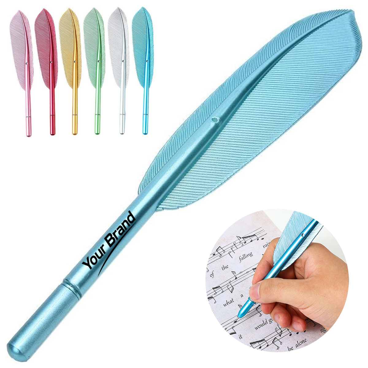 Metallic Feather Shaped Gel Ink Pen
