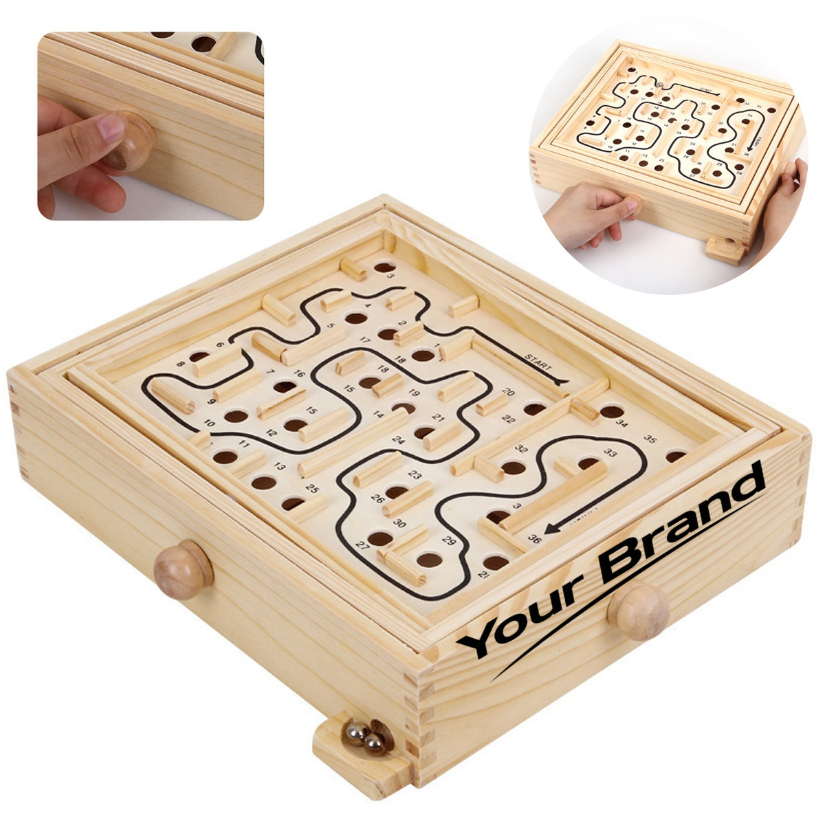Wooden Labyrinth Tilting Maze Board Game