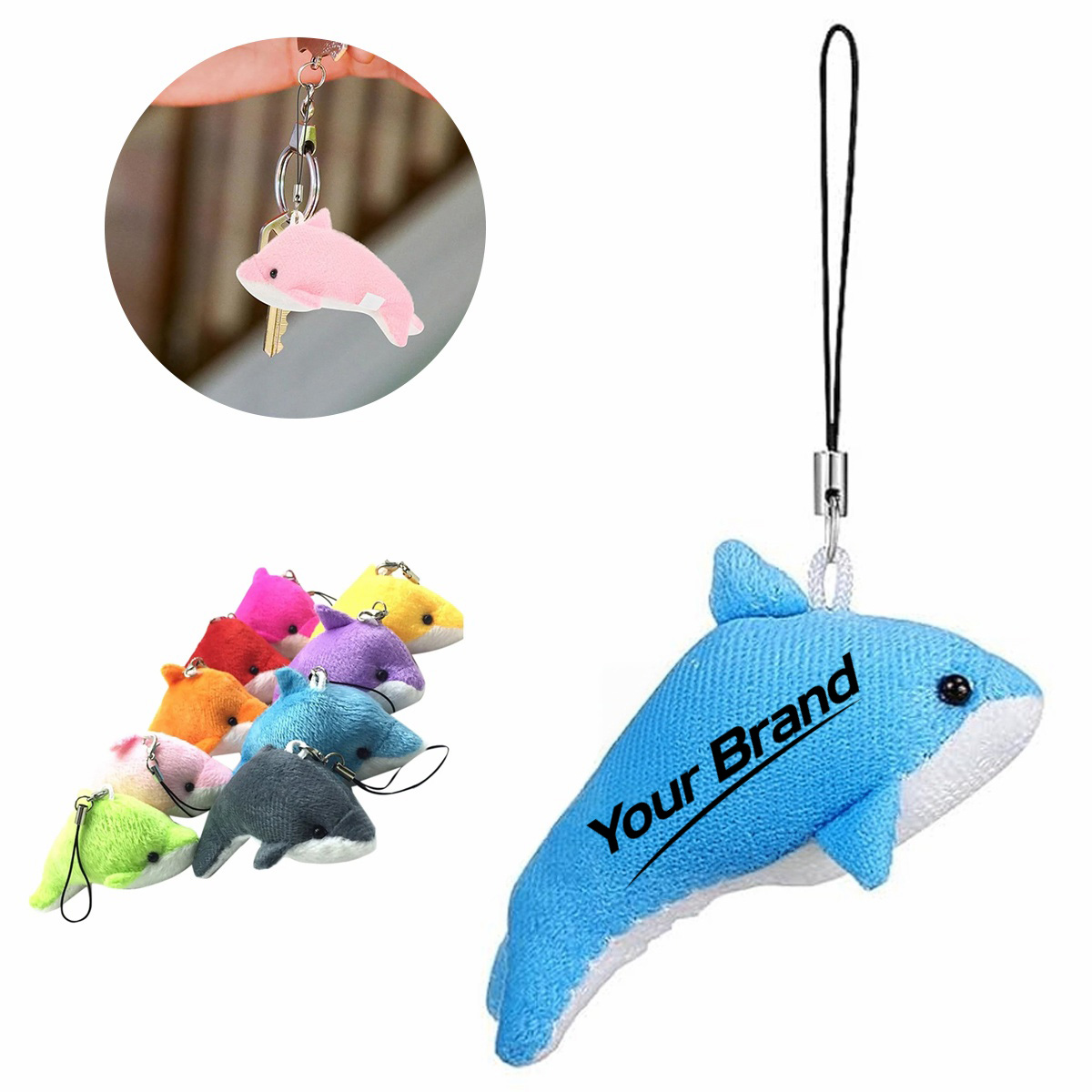 Dolphin Stuffed Animal Keychain Bag Charm