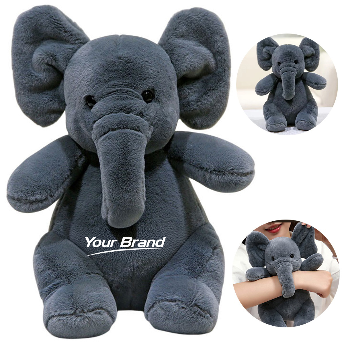 Soft Plush Sitting Elephant Stuffed Animal Mascot Toy