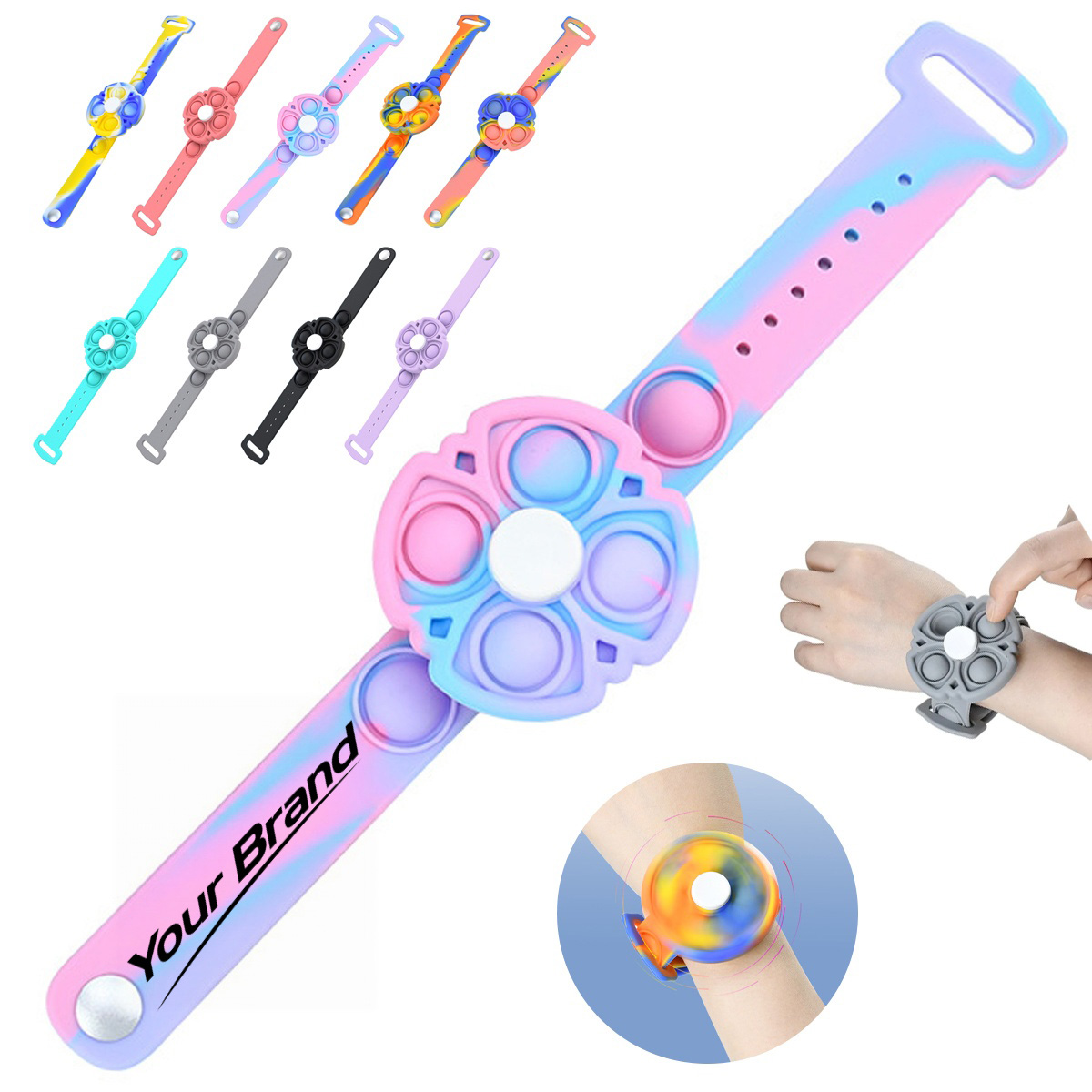 Adjustable Spinning Pop Bubble Fidget Bracelet Toy