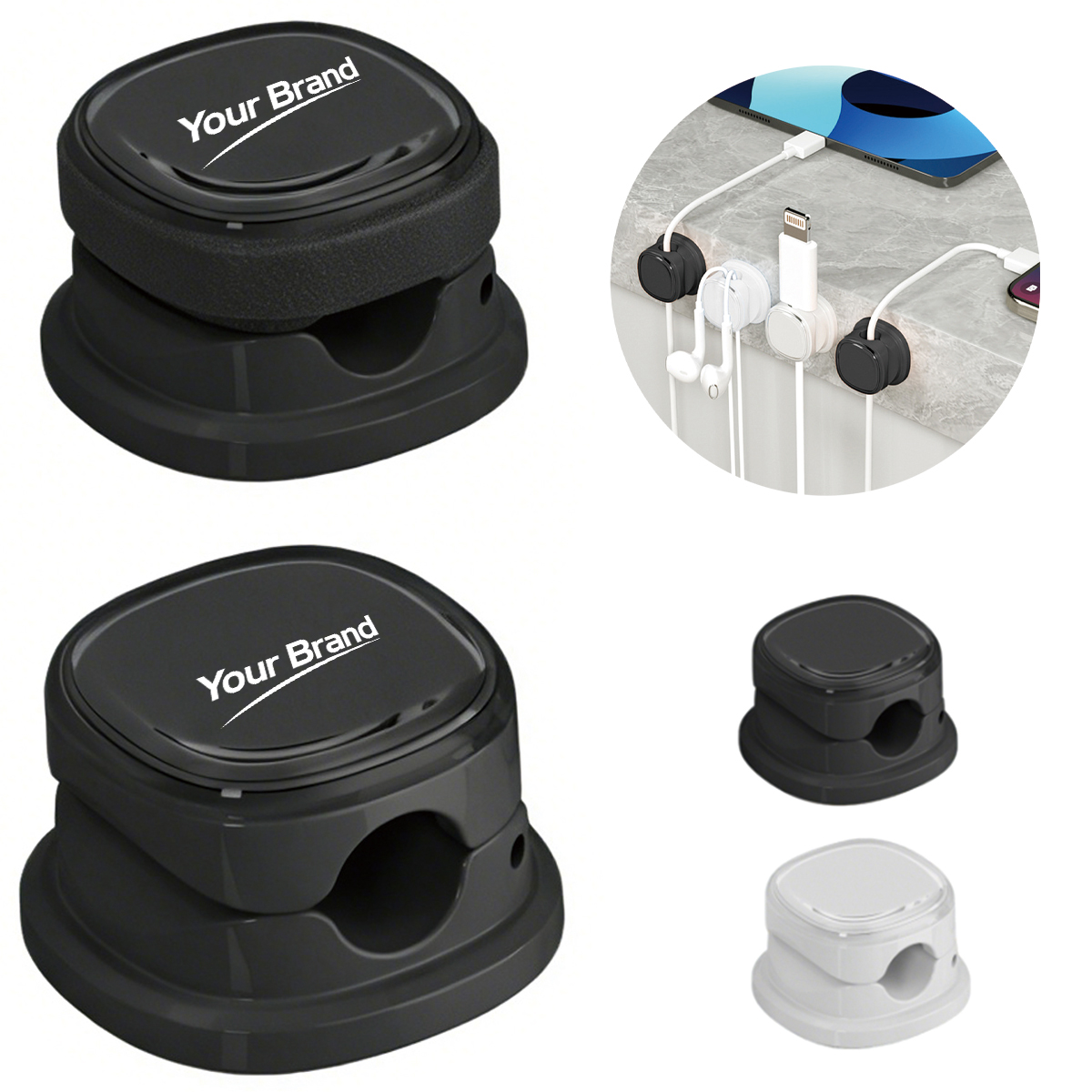 Magnetic Desktop Cable Organizer Clip with Spring Hinge