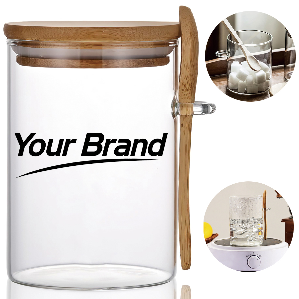 Borosilicate Glass Airtight Spice Jar Set with Bamboo Spoon