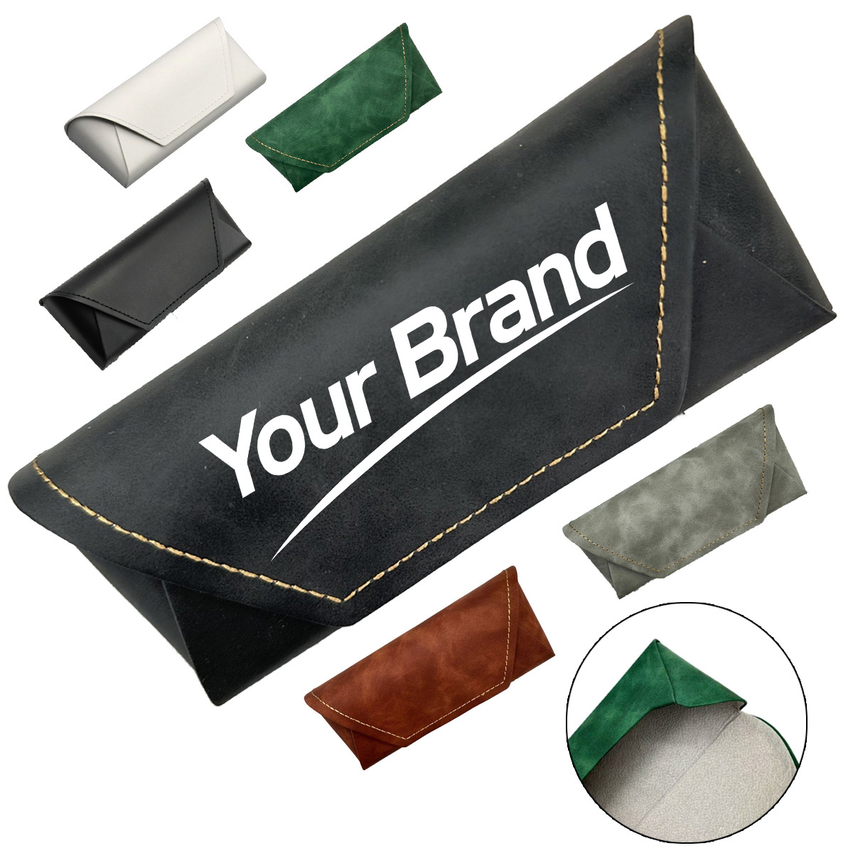 Leather Foldable Eyeglasses Case and Sunglasses Protector