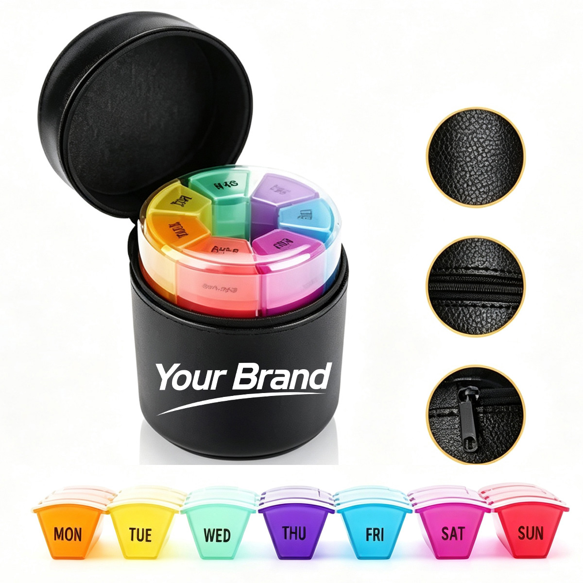 7-Day Rainbow Pill Organizer w/ 28 Individual Compartments