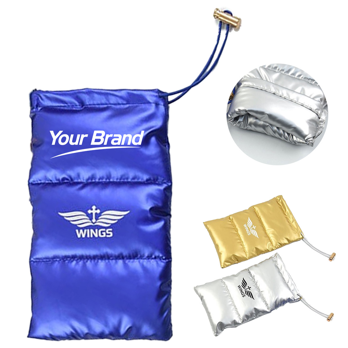 Premium Quilted Puffer Drawstring Pouch for Eyewear & Tech