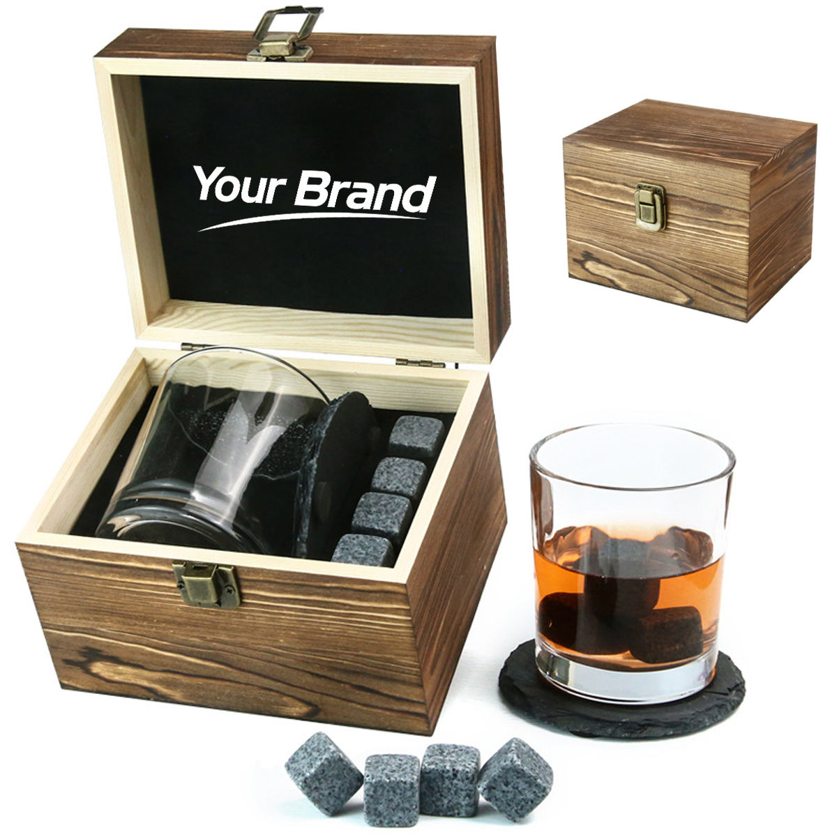Premium Whiskey Gift Set in Wooden Box