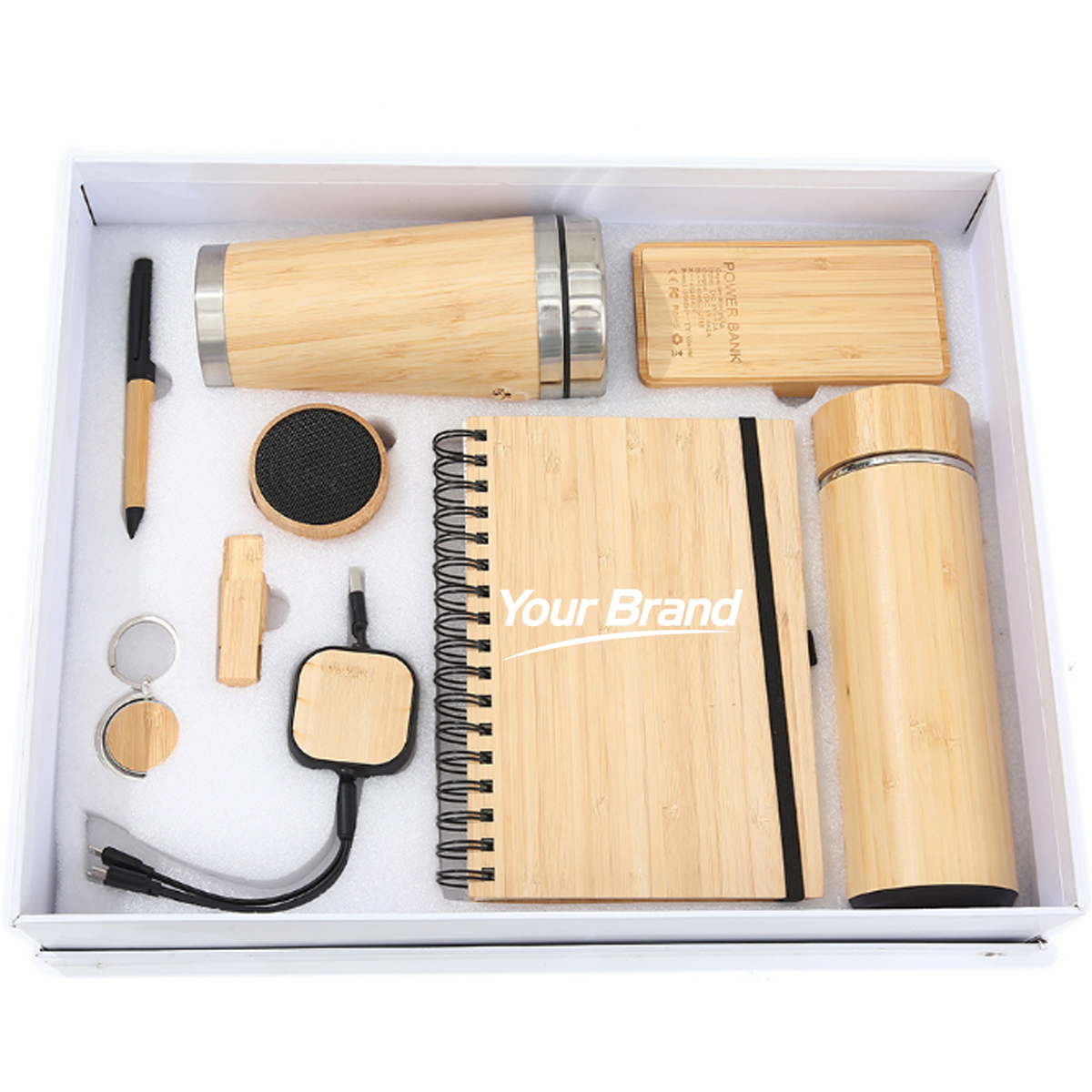 Sustainable 9-Piece Bamboo Tech And Office Business Gift Set