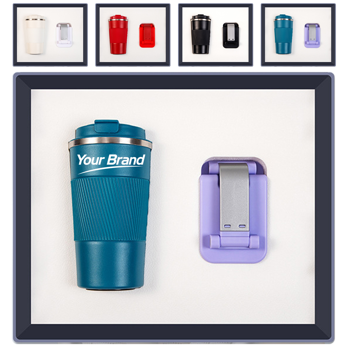 Temperature Display Tumbler & Foldable Phone Stand Gift Set