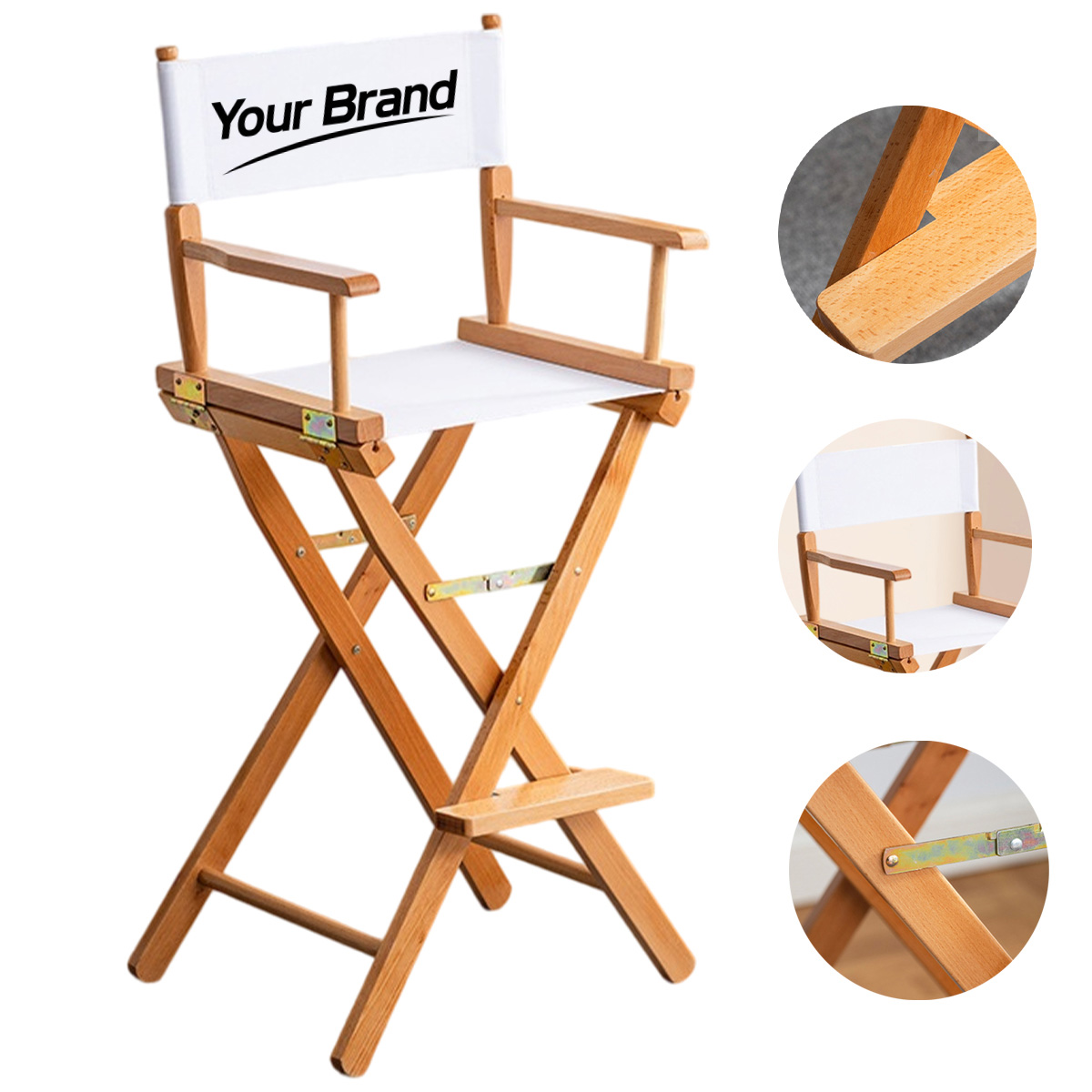 Foldable Wooden Director Chair Portable Outdoor Camping Seat
