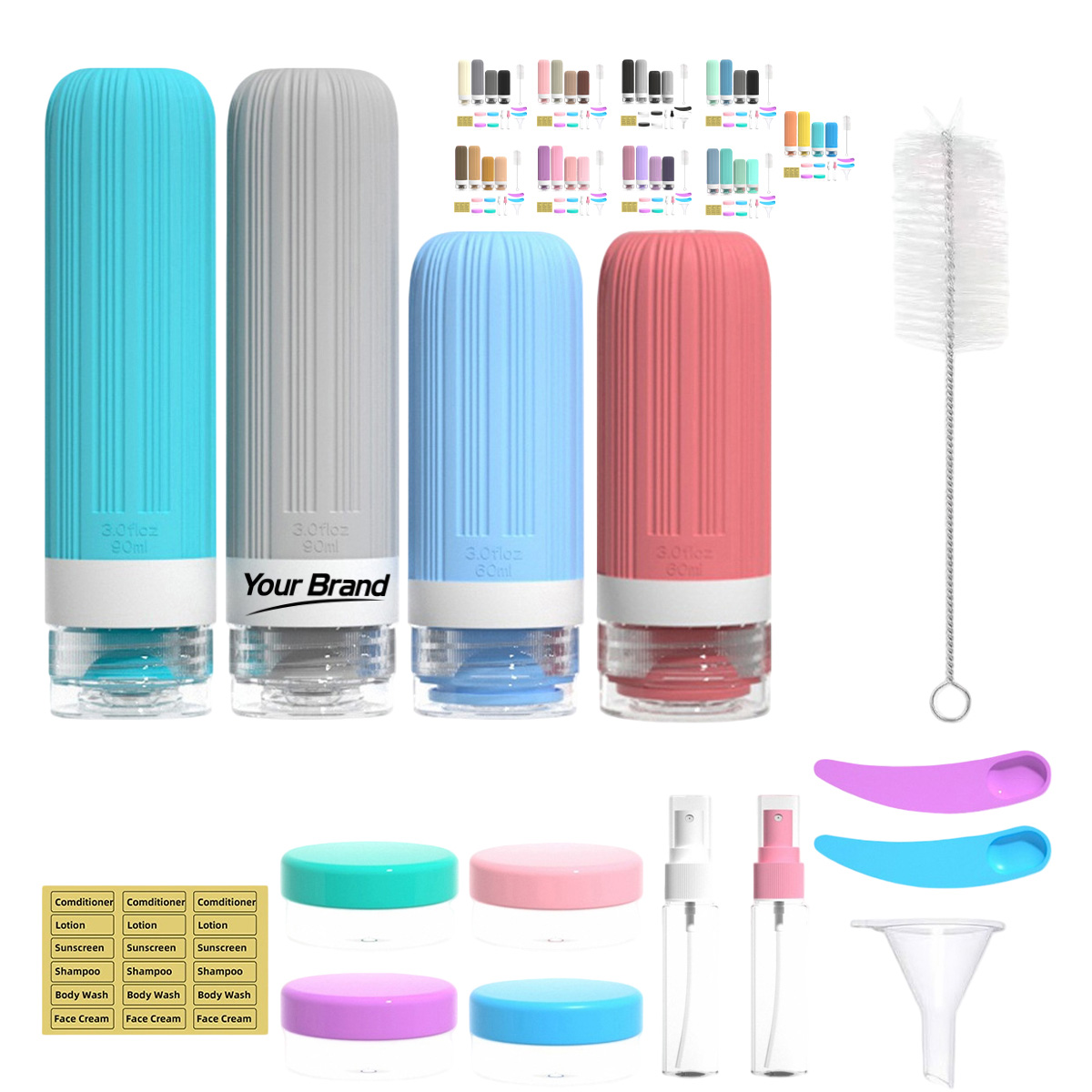 Travel Silicone Refillable Bottles Set For Shampoo Body Wash