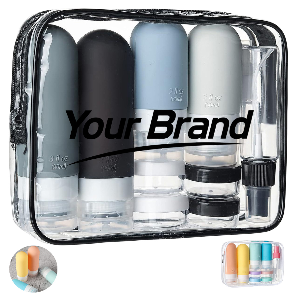 Silicone Travel Bottle Set Refillable For Shampoo Lotion