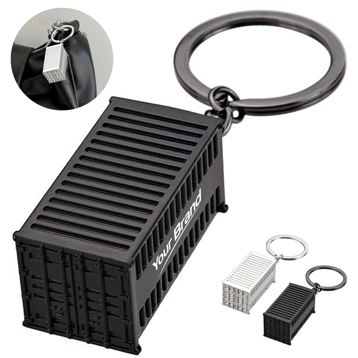 3D Metal Shipping Container Keychain
