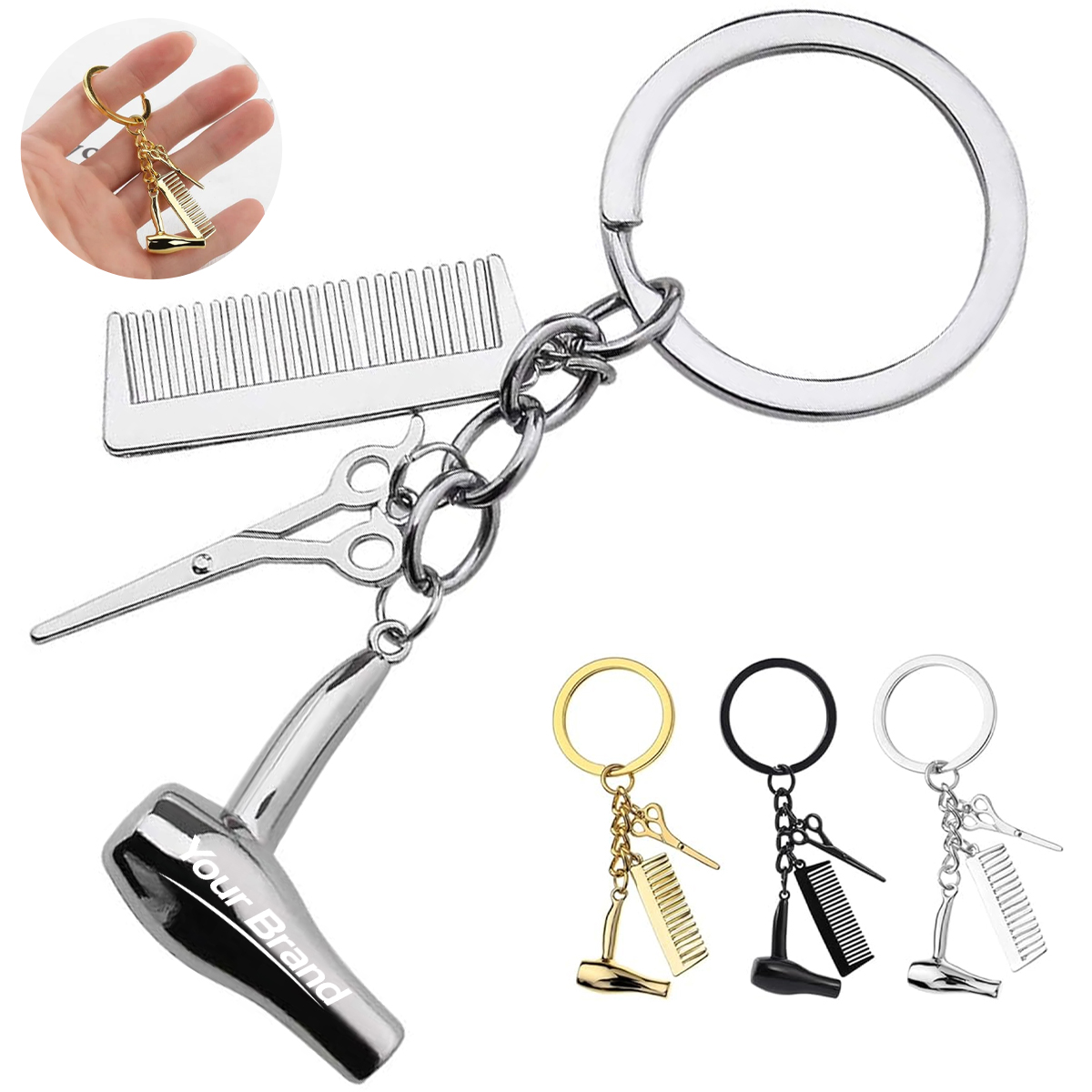 Salon Stylist Metal Charm Keychain