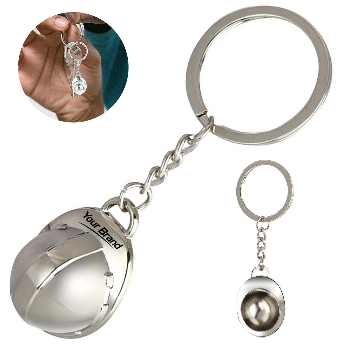 Miniature Metal Safety Helmet Keychain